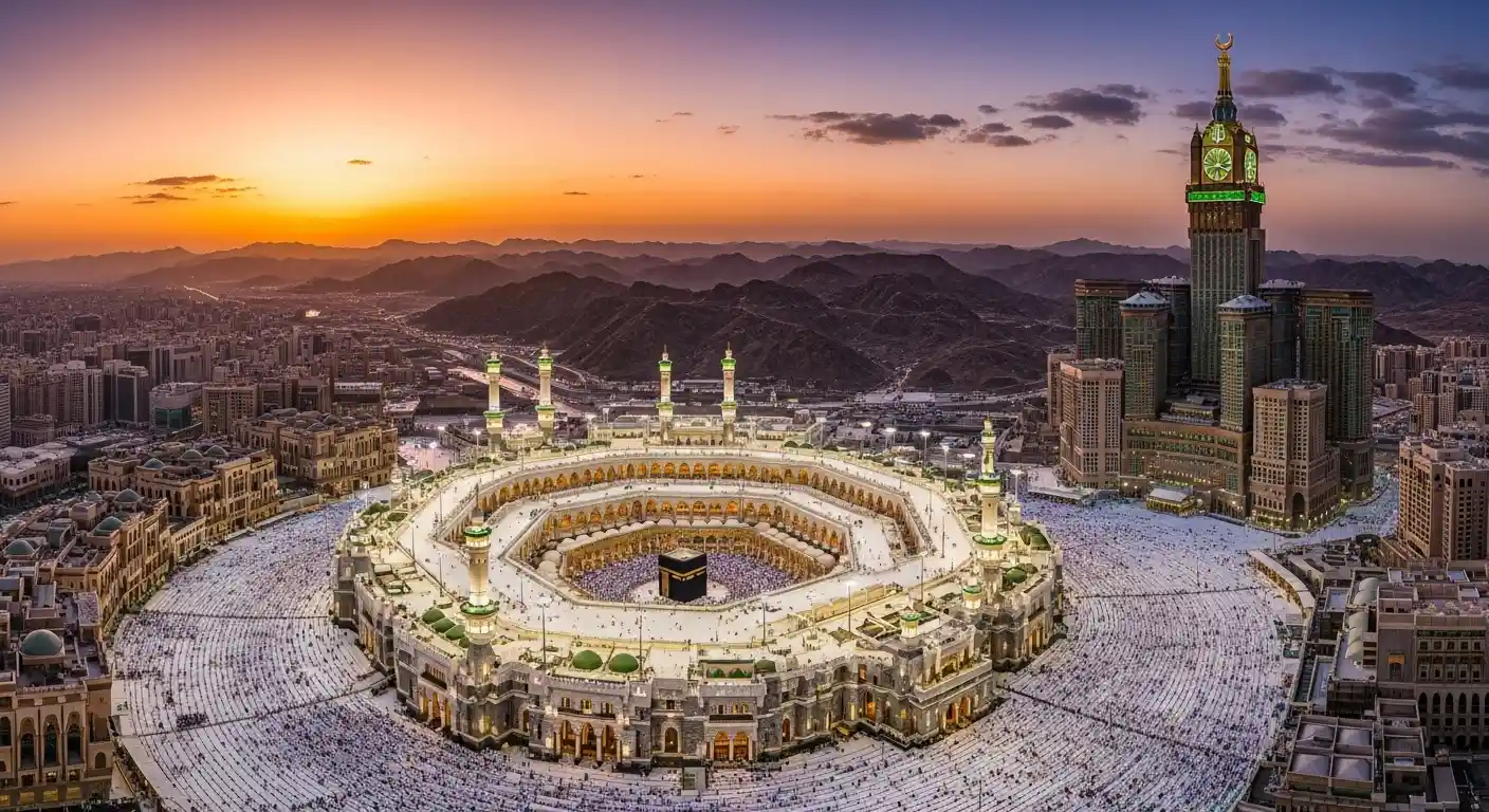 Aerial view of Mecca showing Masjid Al Haram